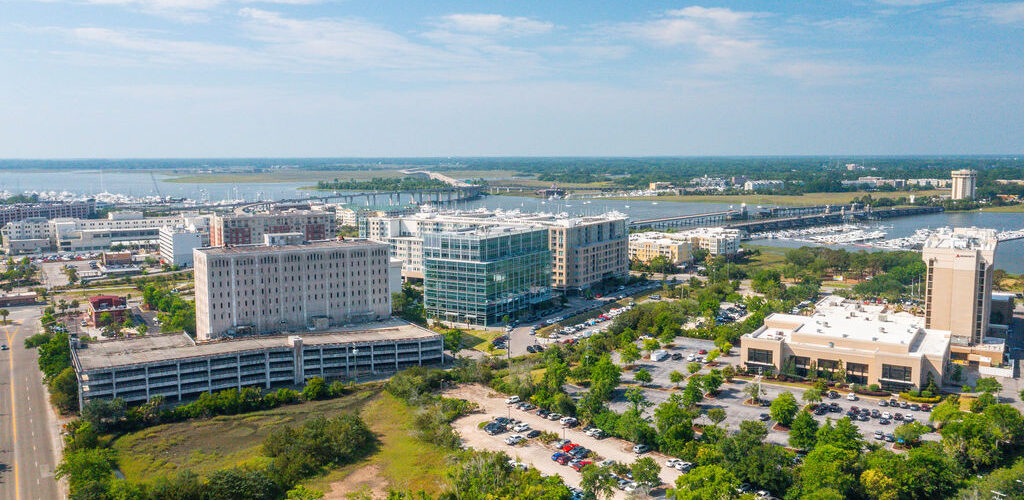 An aerial view of Charleston, SC.