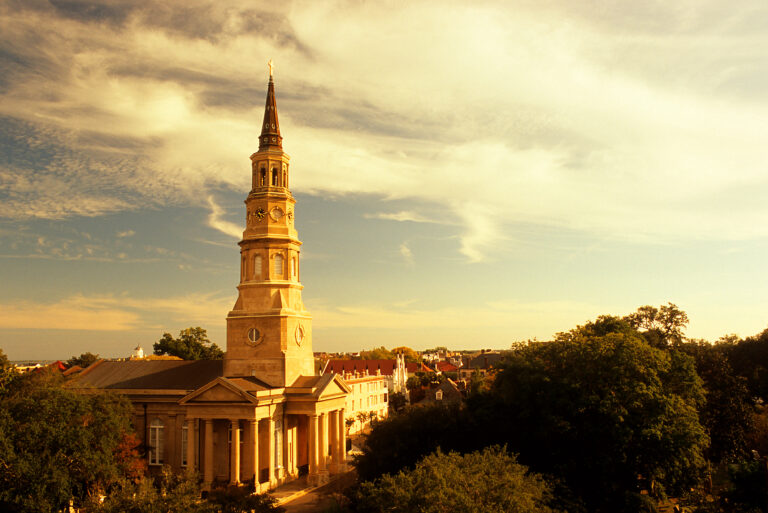 A tall church building in Charleston, SC.