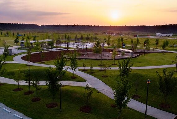 An aerial view of the Campus Hill industrial park in the Charleston region.