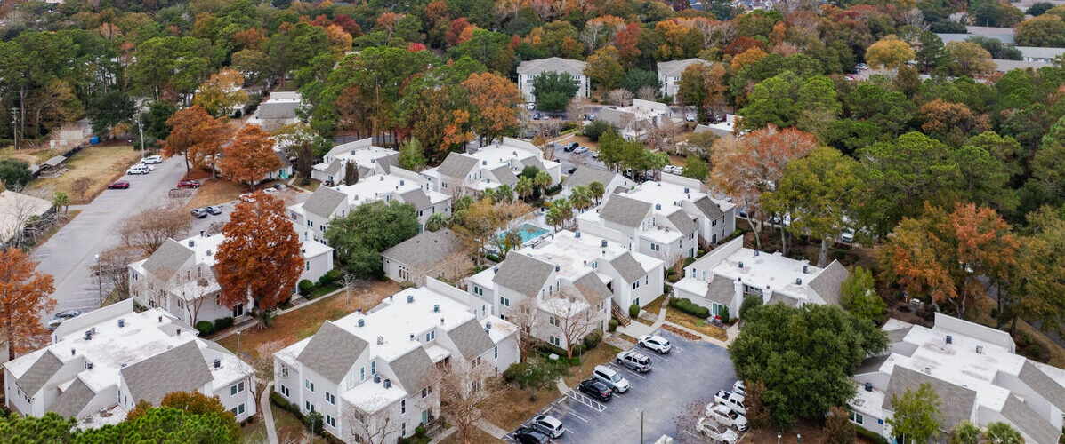A birds-eye view of a neighborhood in the Charleston region.