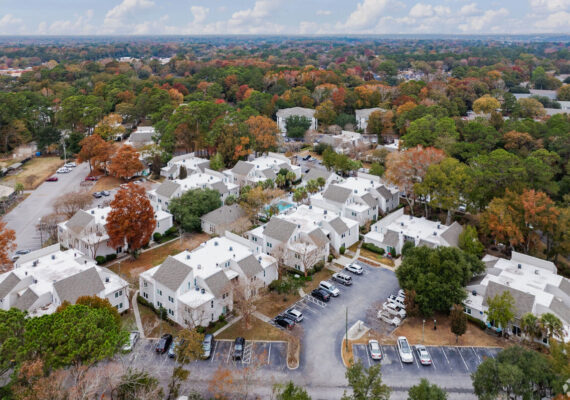 A birds-eye view of a neighborhood in the Charleston region.