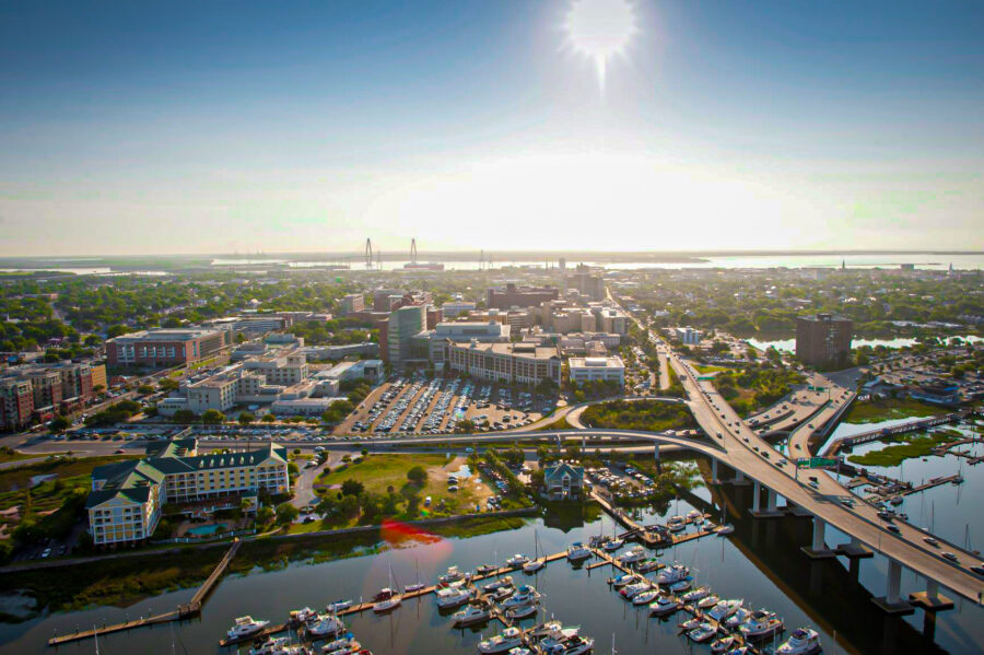 An aerial view of the Medical University of South Carolina campus.