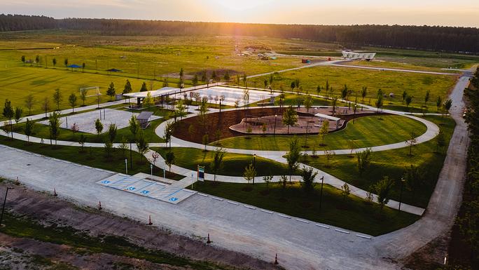 An aerial view of the Campus Hill industrial park in the Charleston region.