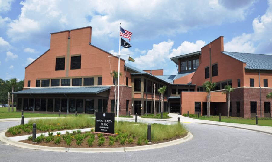 The exterior of the Naval Health Clinic in Charlesotn, SC.
