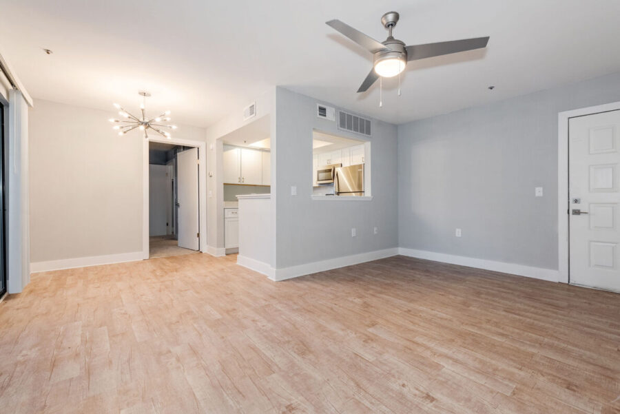 The interior of a modern apartment with no furniture.