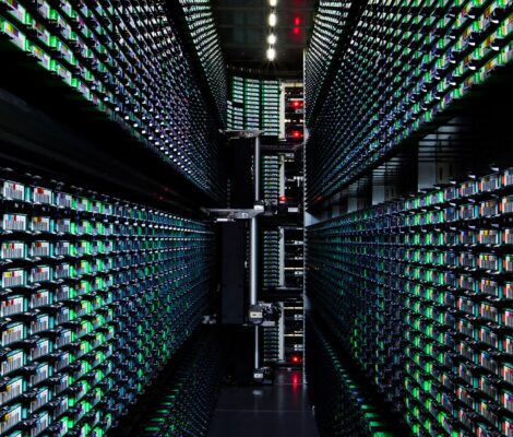 The interior of an information technology facility.